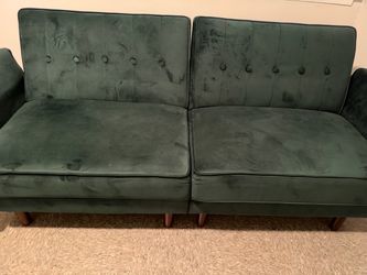 Green Velvet Tufted 2-Seat Sofa
