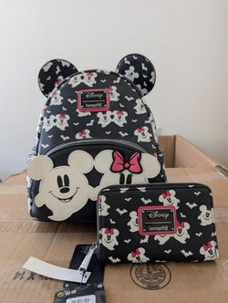 Mickey And Minnie Ghost Halloween Loungefly With Matching Wallet 
