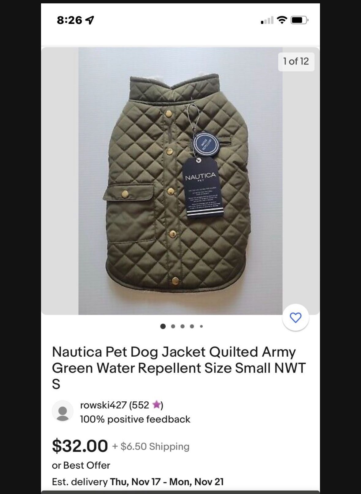 Nautica Winter jacket for your pup