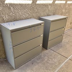 2 Large 3 Drawer File Cabinets