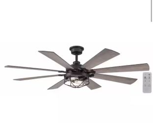 Hampton Bay Southbourne 60 in. LED Indoor Matte Black Ceiling Fan with Light and Remote Control Included