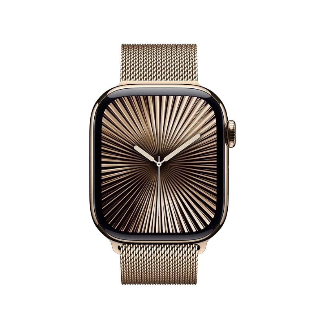 Apple Watch Series 10 (GPS+Cellular) 46mm Titanium Case with Gold Milanese Loop - S/M - Gold - (2024)