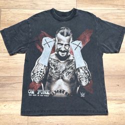 CM Punk WWE Wrestlemania Exclusive Acid Wash Faded Graphic T Shirt Mens M