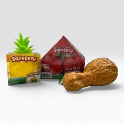 Squishy bundle LOT of 3 - Cherry , Fried Chicken , and Pineapple