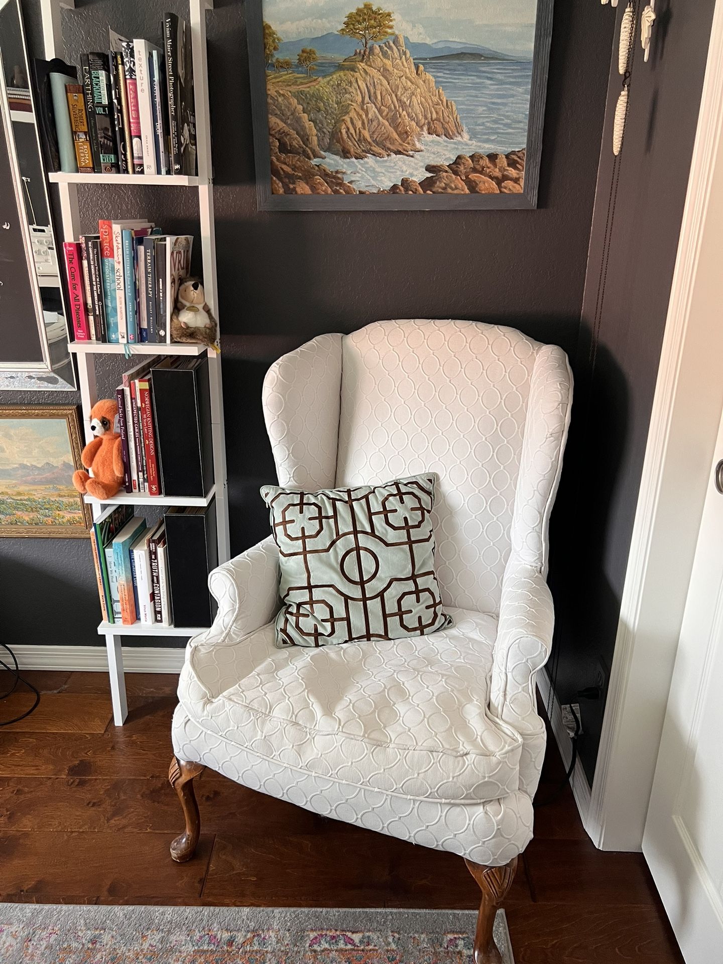 White Cotton Wingback Chair