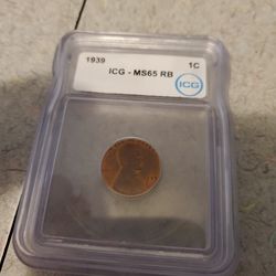 1939 wheat back   penny ICG MS65 RB