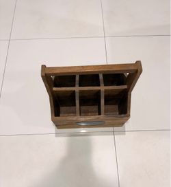 Wooden 6-Slot Caddy with Handle