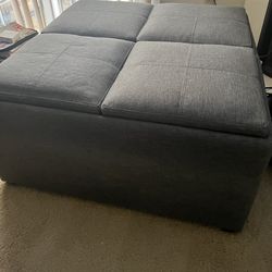 35" x 35" x 18" Coffee Table Storage Ottoman in Slate Gray