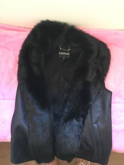 Black Faux Fur Vest S