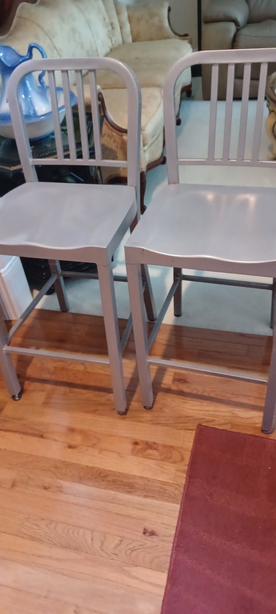 2 Navy Metal Bar Stools