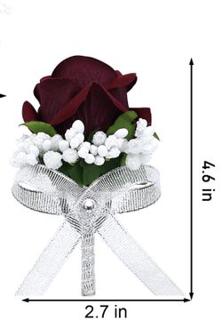 New in box 10 velvet burgundy rose boutonnieres for wedding, proms, funerals ect.