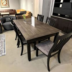 TYLER CREEK BLACK-GRAY DINING ROOM SET
7-Piece (Table+6 Side Chairs)