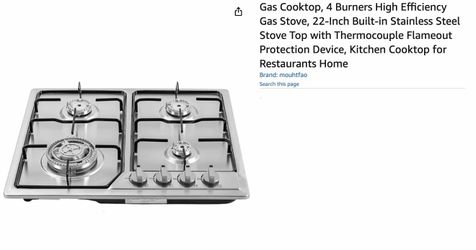 New in box Gas stove top 22”