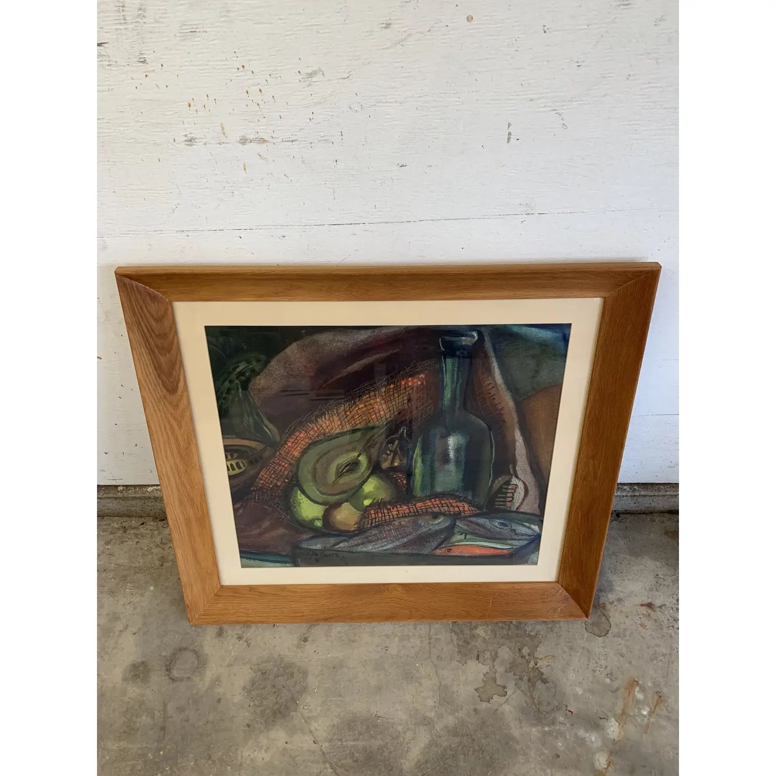 Mid 20th Century Tabletop Still Life Watercolor Painting, Framed Art