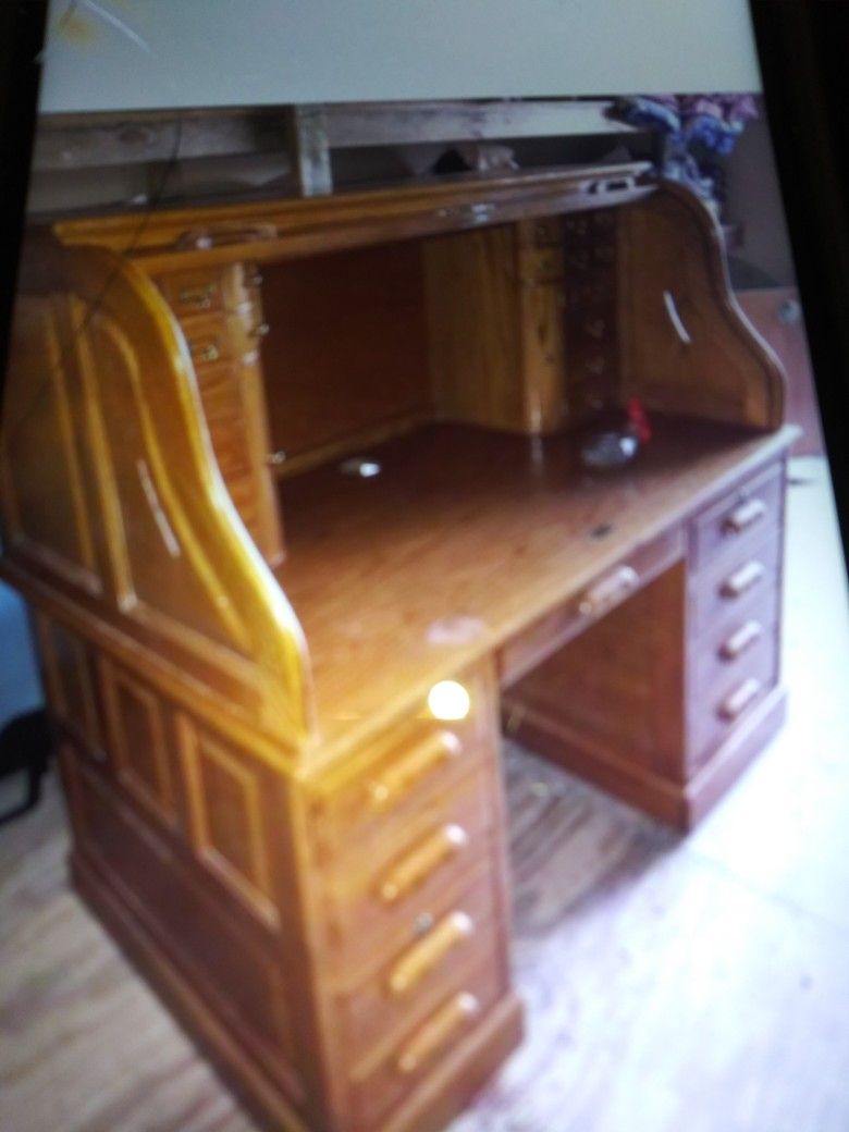 Oak Vintage Roll Desk