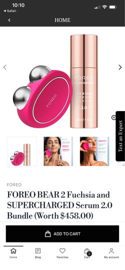 FOREO Bear 2 + SUPERCHARGED Serum Bundle NEW/SEALED (FULL SIZE, NOT MINI)