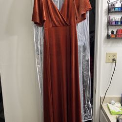 Terracotta Velvet Dress