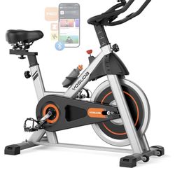YOSUDA Exercise Bike, Brake Pad Stationary Bike for Home with Exclusive App, Magnetic Indoor Cycling Bike with 300 lb Weight Capacity, Low Noise, Tabl