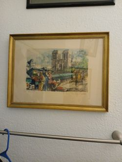 Framed M. Beders Colored Etching (Eau Forte) Norte Dame De Paris