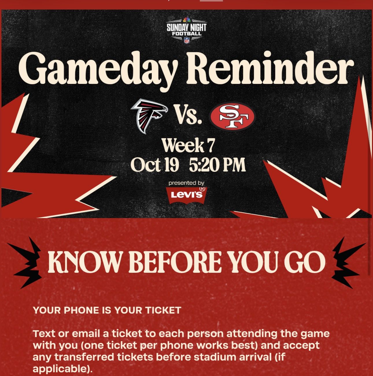 49ers vs Falcons oct 19th 5:20pm