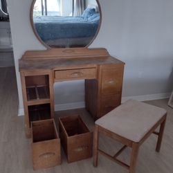 Vintage Vanity Dresser + Bench Seat