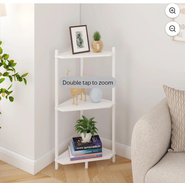 Bamboo Corner Shelf 3 Tier Storage Organizer for Bathroom Bedroom Living Room Office, Space Saving Plant Stand Bookshelf for Small Spaces, White