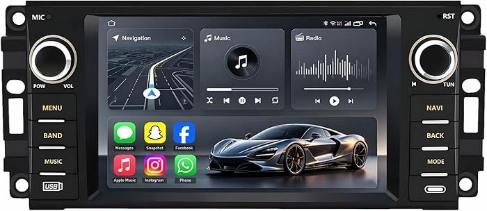 4Core 64GB ROM Car Radio for Dodge Ram 1 3-2012: 7 Inches HD IPS Touchscreen Upgrade Stereo with Wireless Carplay Android Auto Bluetoo