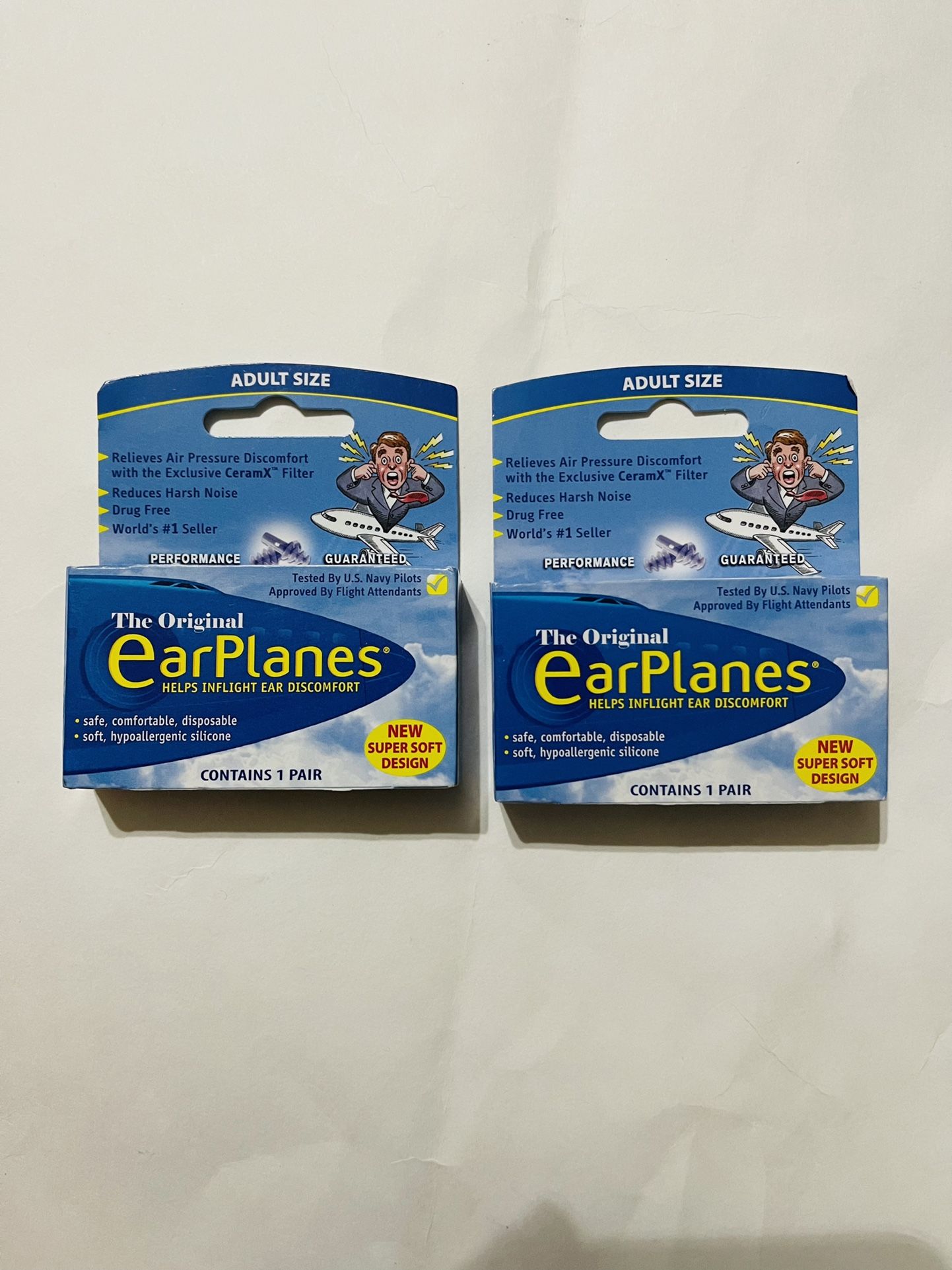 2 Original Adult EarPlanes by Cirrus Healthcare Earplugs Airplane Travel Ear Pr...