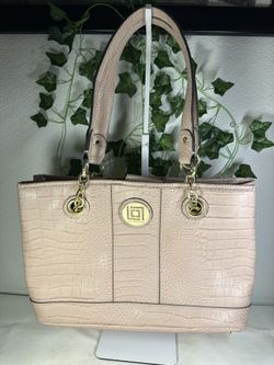 Liz Claiborne Real Fit Shopper Bag -petal pink crocodile-embossed