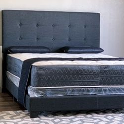 Brand New King Size Dark Grey Bed Frames With New Mattress/Fast Delivery