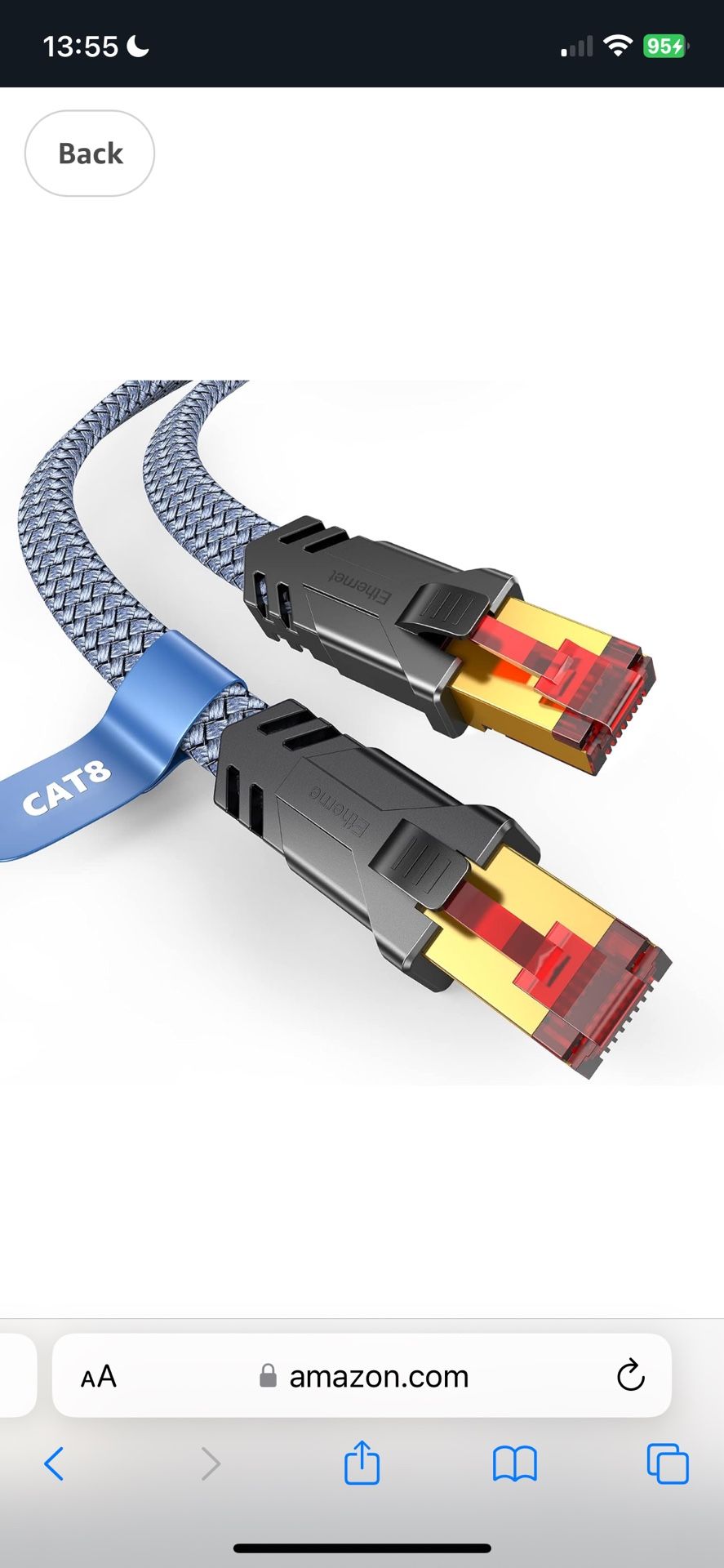 Snowkids Cat 8 Ethernet Cable 50 FT