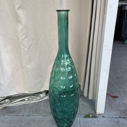 Large Peacock Green Floor Vase 39”1/2H In Good Condition $50 Firm On Price