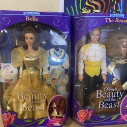 New in the box Vintage Disney Beauty & The Beast Dolls- Set Of (2) Dolls BELLE & BEAST.