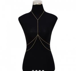 Body Chain Necklace Gold Plated Multilayer