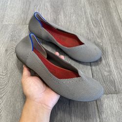 Rothys Shoes Birdseye Gray Knit Flats Round Toe Washable Women's Size 8.5