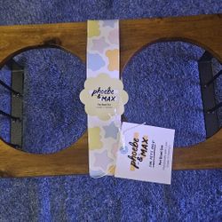 Dog Bowl Wooden & Metal Riser NEW