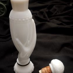 Avon Milk Glass Hand Holding Vase Bottle With Stopper #2