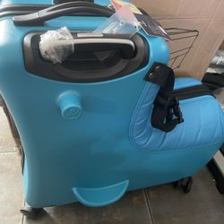 Kids Ride-on Luggage, 24" Carry-on Suitcase with Universal Wheels Trolley Luggage with Password Lock Unisex Riding Luggage for Travel (24", With Leath