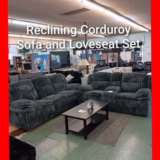 ✨ Reclining Corduroy Sofa And Loveseat Set