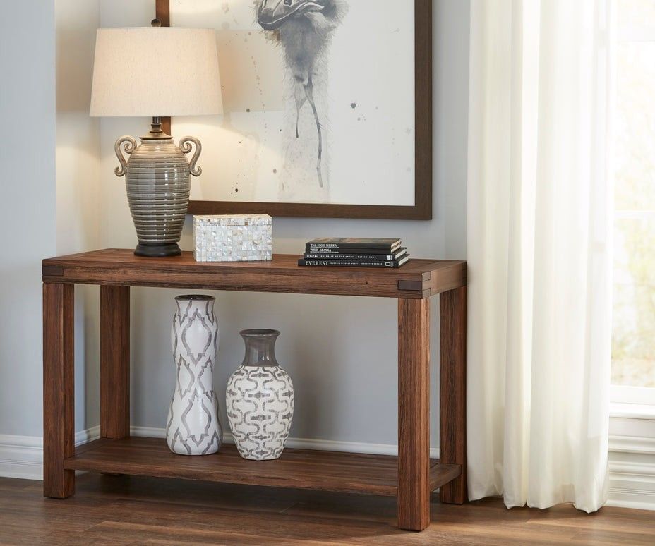 Meadow Solid Wood Console Table in Brick Brown