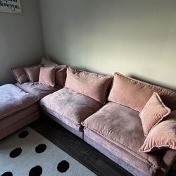 Pink Chenille Modular Sofa