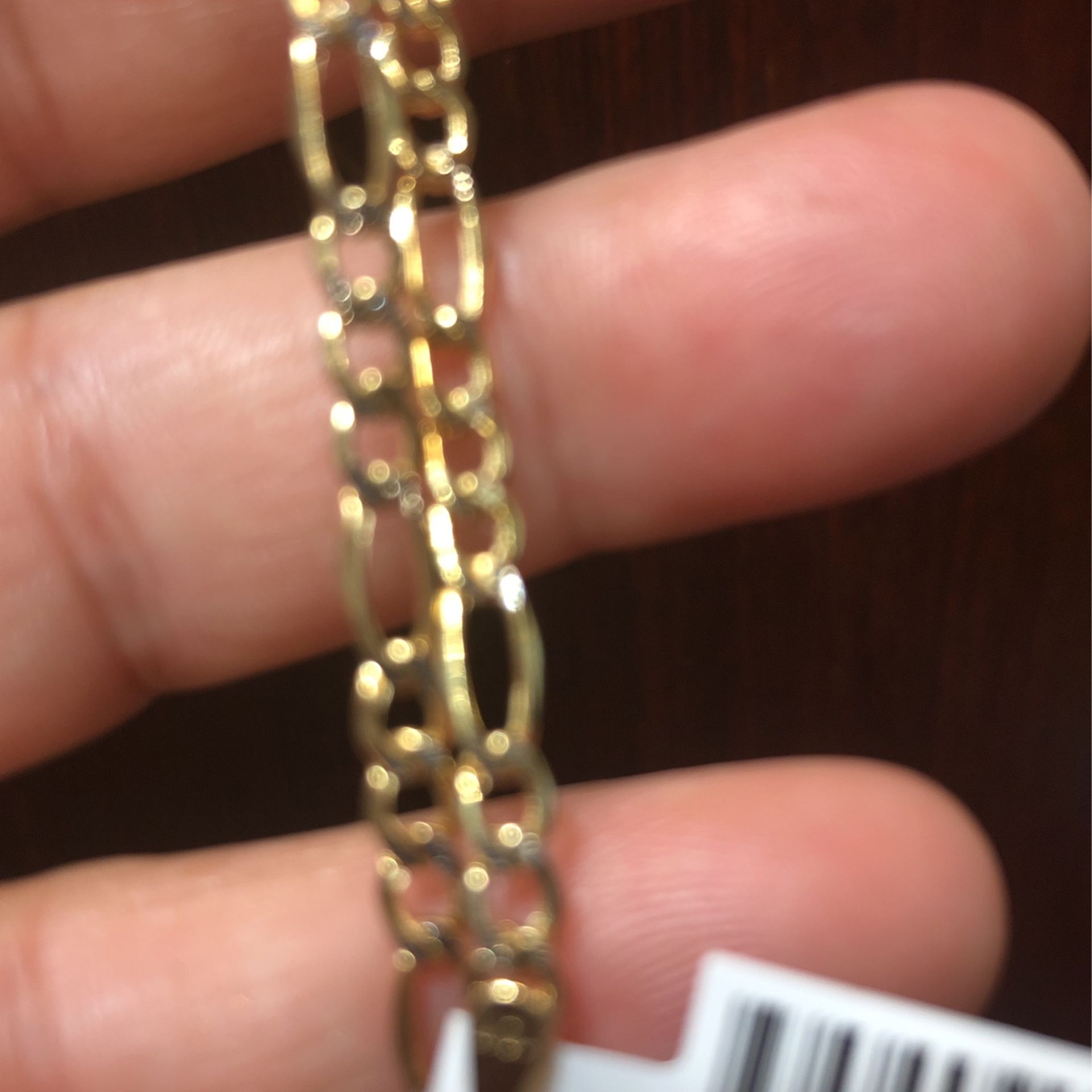 10kt yellow gold diamond cut Figaro anklet 10” 3.5mm 