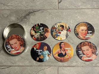 Retro Anne Taintor Humorous Cocktail Coaster Set with Tin