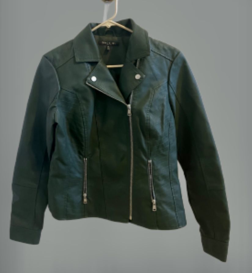 Women’s Medium Dark Green Baccini Faux Leather Jacket