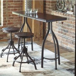 Bar Table with 2 Stools Set for Kitchen, Bar