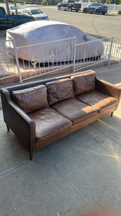 81” Leather West Elm Hamilton Sofa
