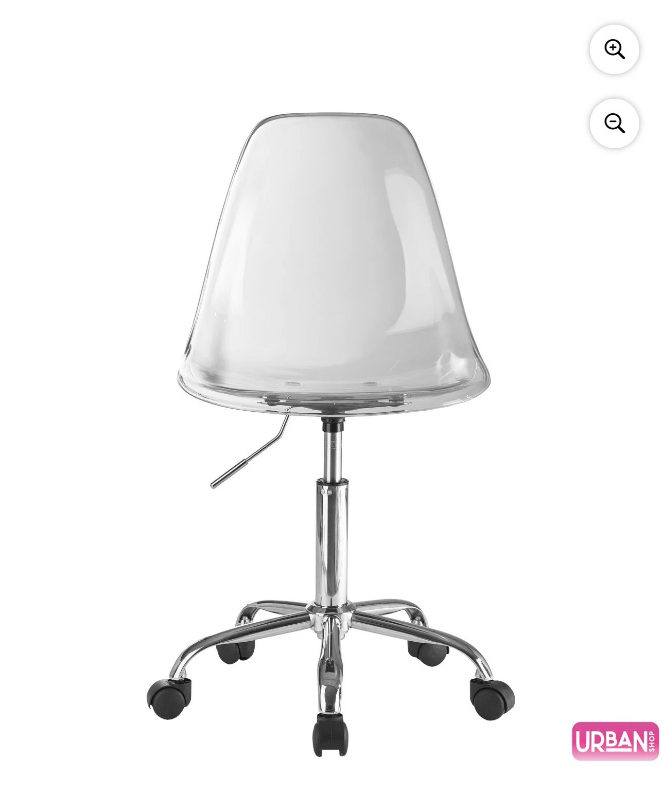 Urban Shop Office Chair, Acrylic and Metal Frame, Clear