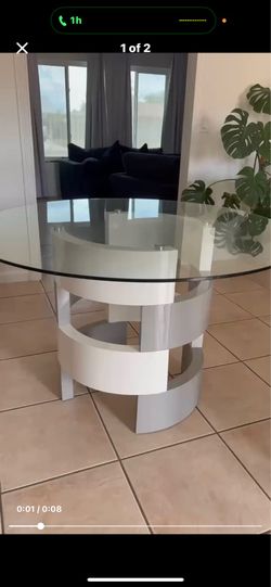 Round Glass Top Dining Table White Base