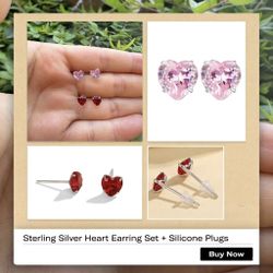 ✨ 925 Sterling Silver & Cubic Zirconia Heart Stud Set + Extra Backs ✨