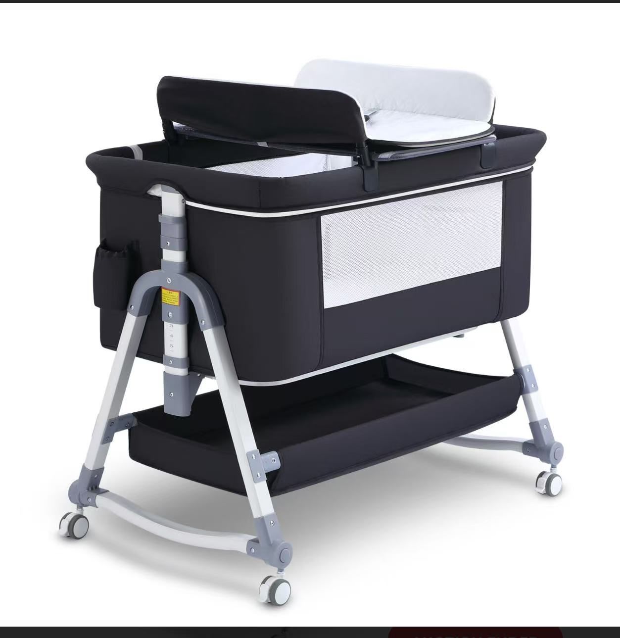 Uuoeebb 3 in 1 Baby Bassinet Bedside Sleeper, Portable Baby Bassinet with Wheels, Baby Crib with Changing Station, Mattress Included and Storage, Fold